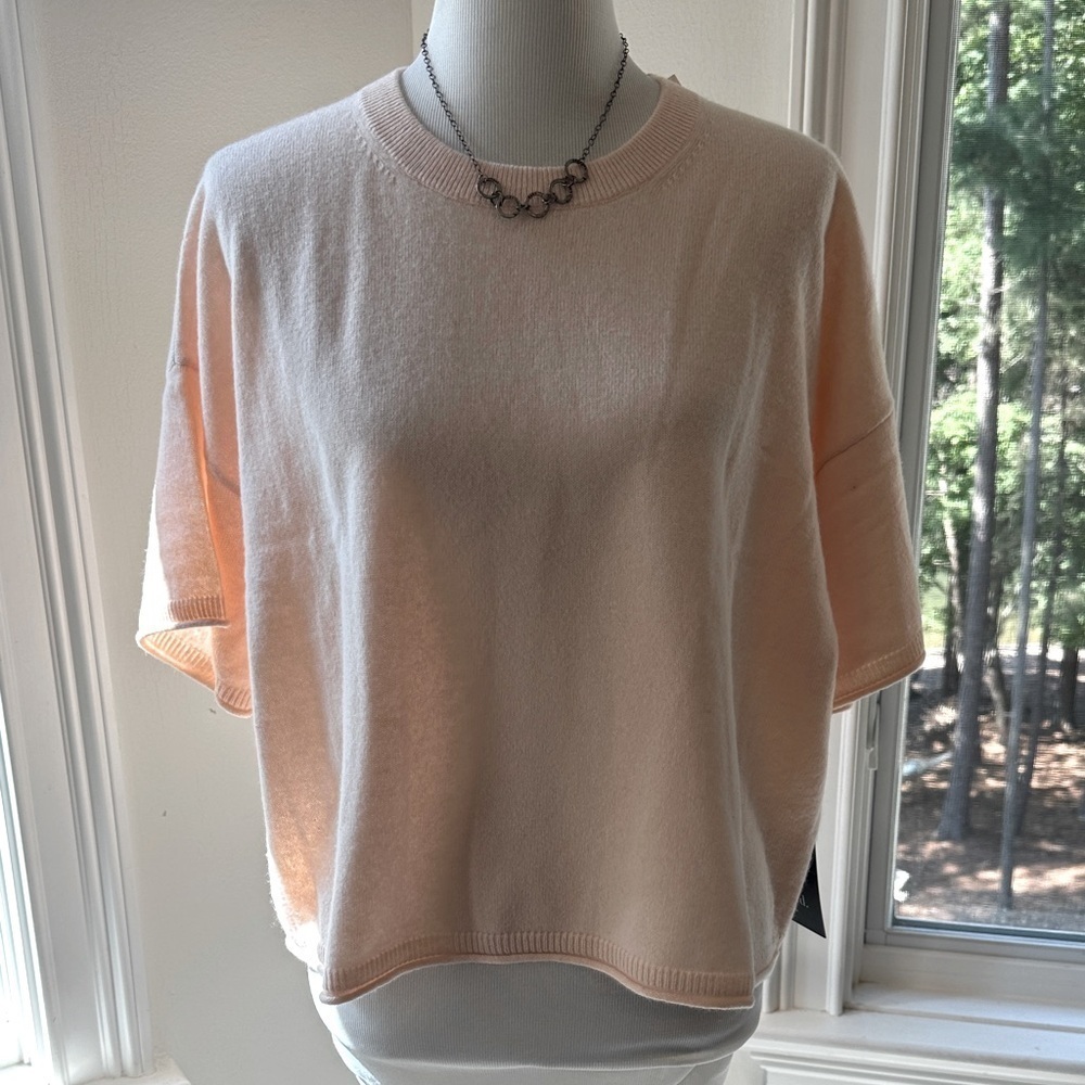 NWT TUCKERNUCK Pink Tan Cashmere Structured T-shirt, Medium